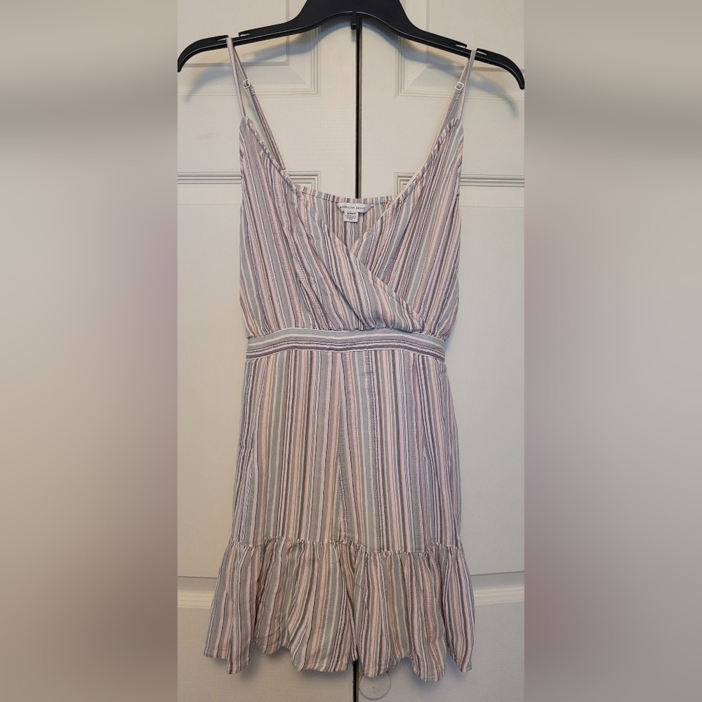 American Eagle Womens Stripes Romper Jumpsuit, Green, Size Medium